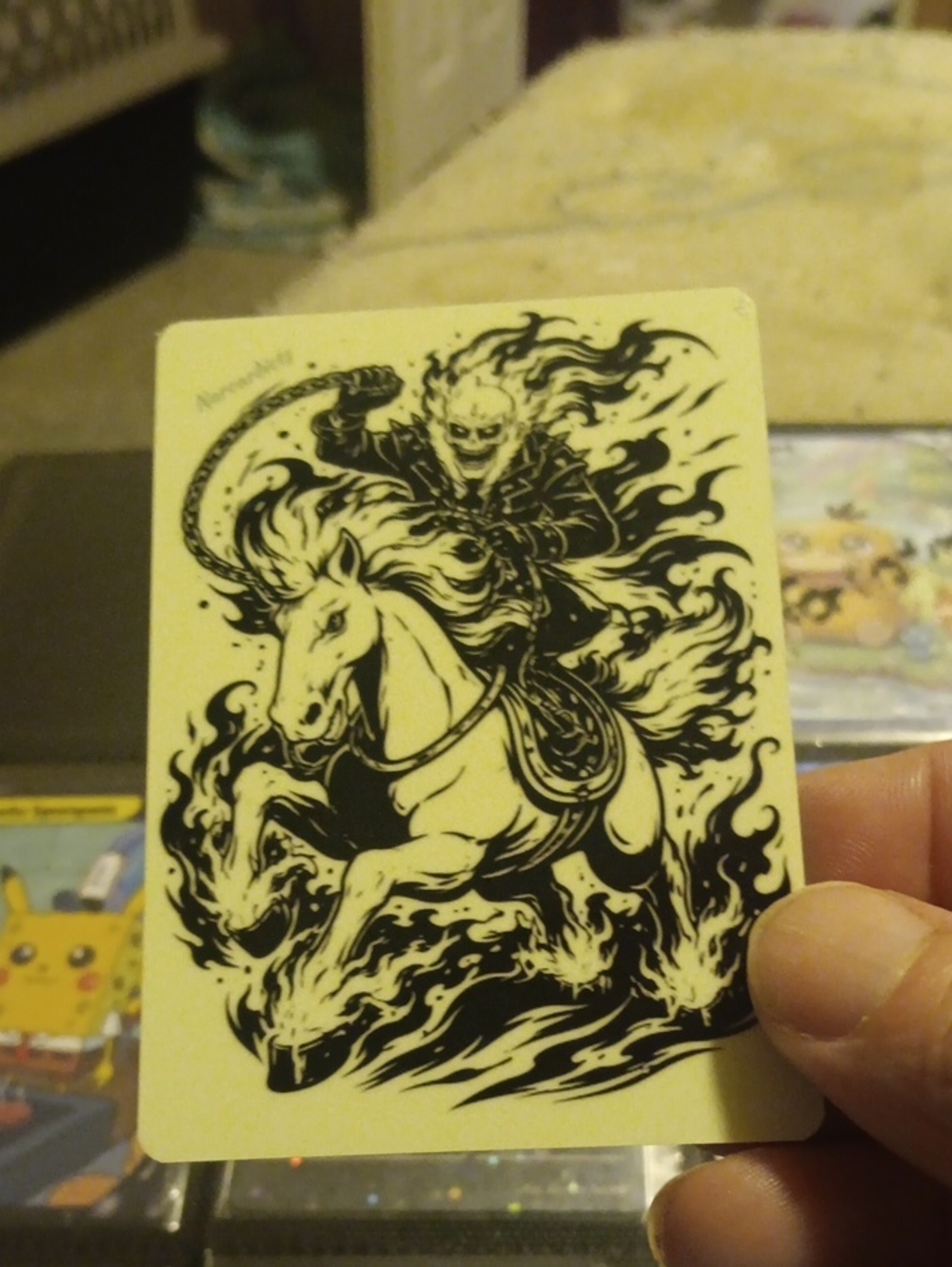 Ghost Rider Horse Graphic Sticker - Black on Cream